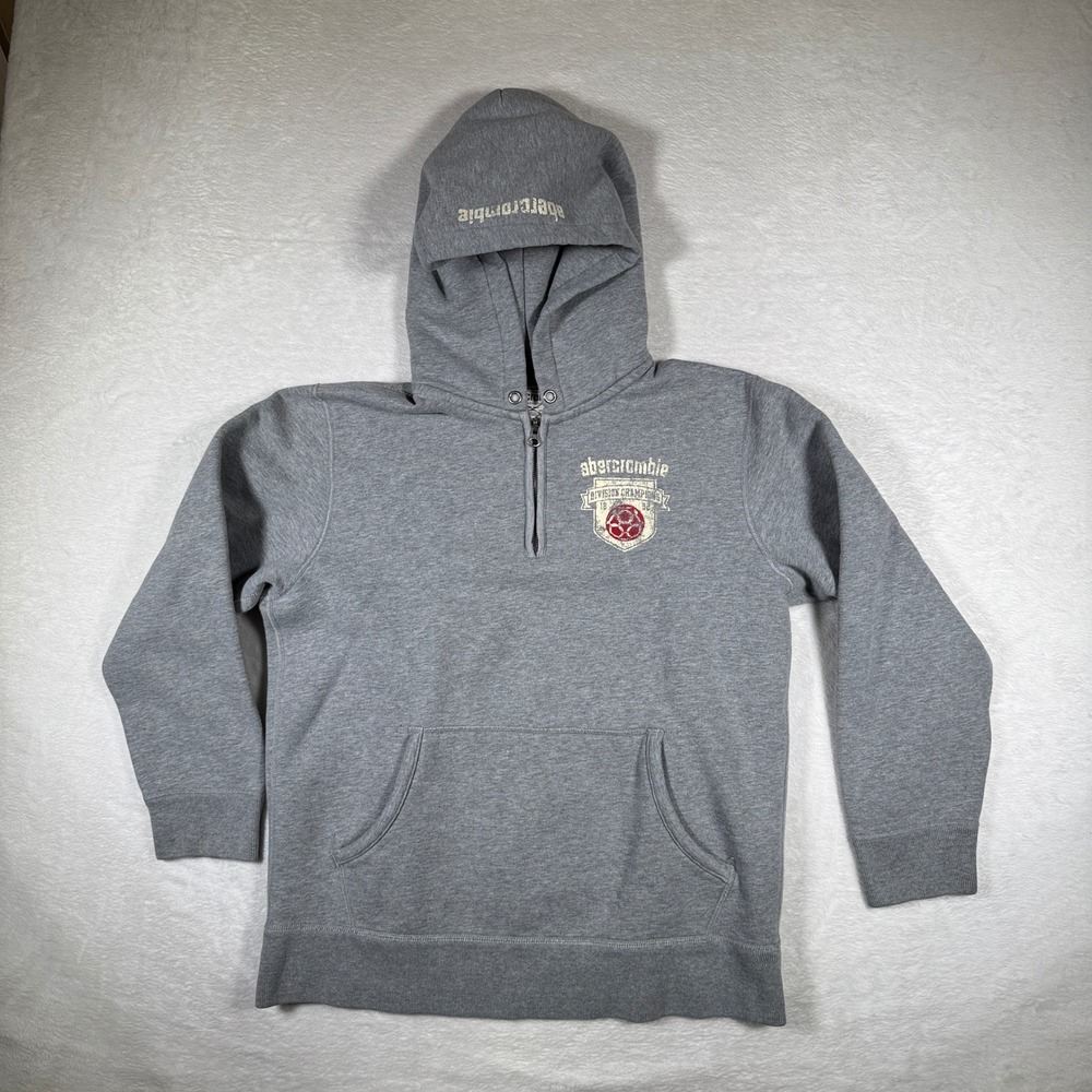 Abercrombie Fitch‎ Gray Quarter Zip Hoodie Division Champions Soccer Graphic XL